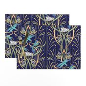 Art Nouveau Dragonflies Small | Navy