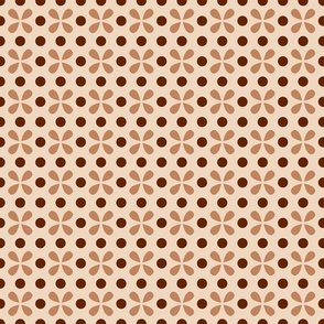 Retro 70s small dots motif cream brown