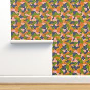 Art Camo with spots in green, pink and orange