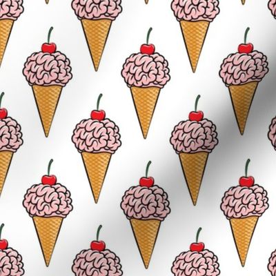 brain ice cream cones - zombie icecream halloween - white - LAD20