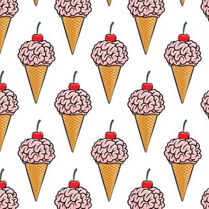 brain ice cream cones - zombie icecream halloween - white - LAD20
