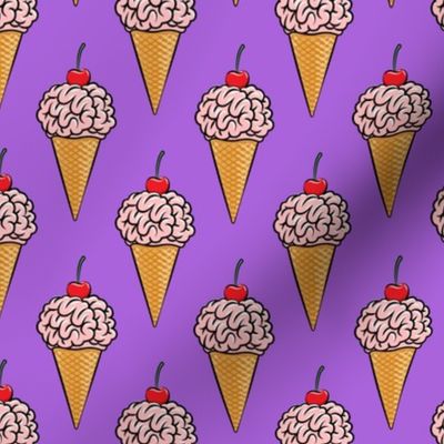 brain ice cream cones - zombie icecream halloween - purple - LAD20