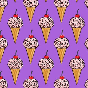 brain ice cream cones - zombie icecream halloween - purple - LAD20