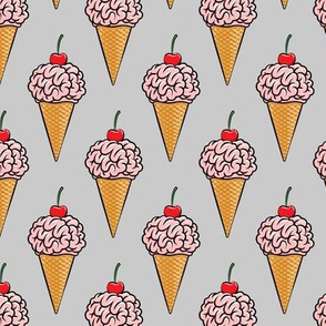 brain ice cream cones - zombie icecream halloween - grey - LAD20