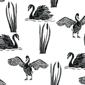Scattered Black Swans - smaller block print