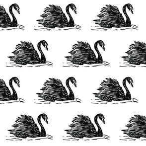 Swimming Swan - block print