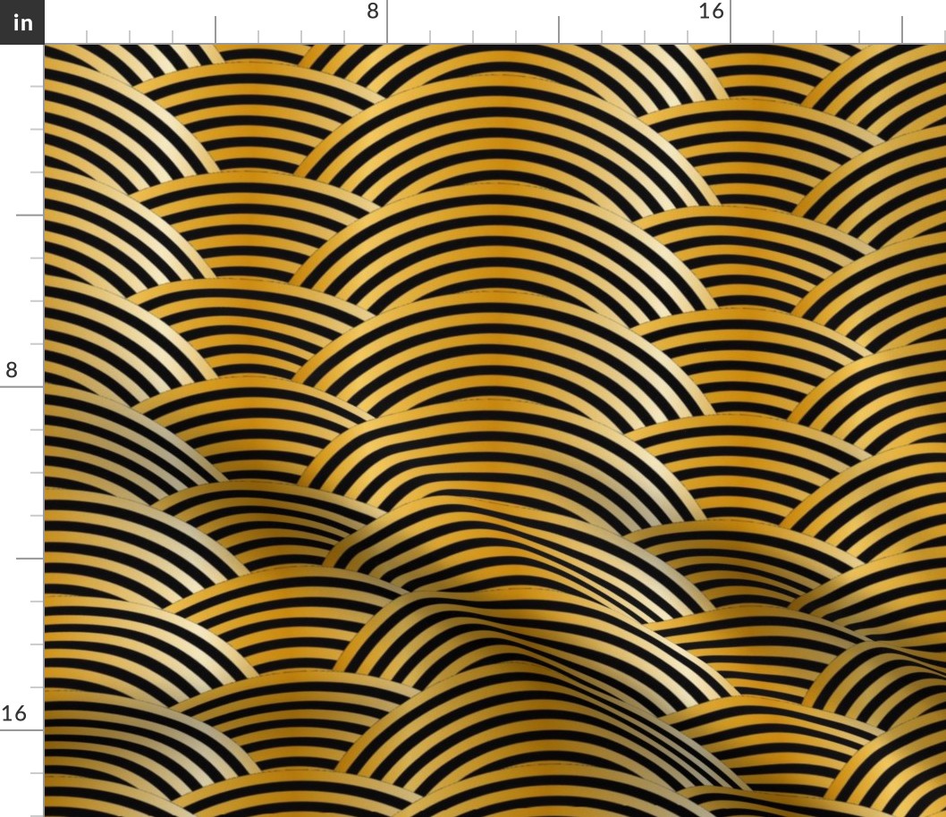 Gold Tiger Waves - Black Golden Yellow Brown - Middle Scale