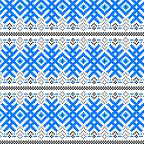 Unity - Force Protection Abundance - Ethno Ukrainian Traditional Pattern - Slavic Ornament - Middle Scale Blue Black