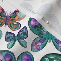 Watercolor Fruit Patterned Butterflies - Forest Green, Orange, Purple - custom request