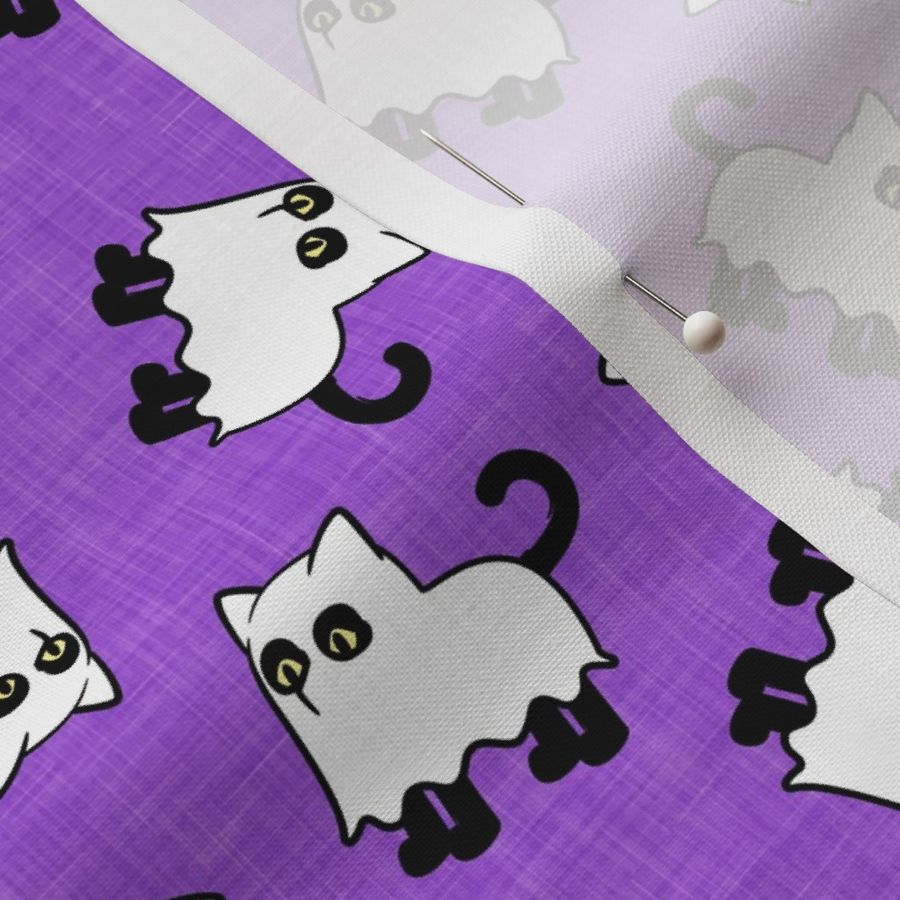 ghost cats - black halloween cat - purple - LAD20