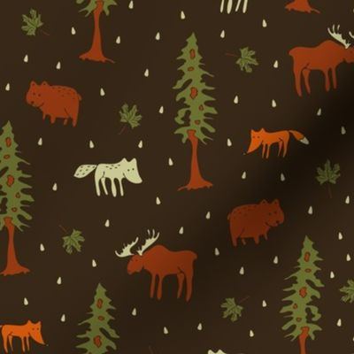 Hand drawn Canada wildlife pattern