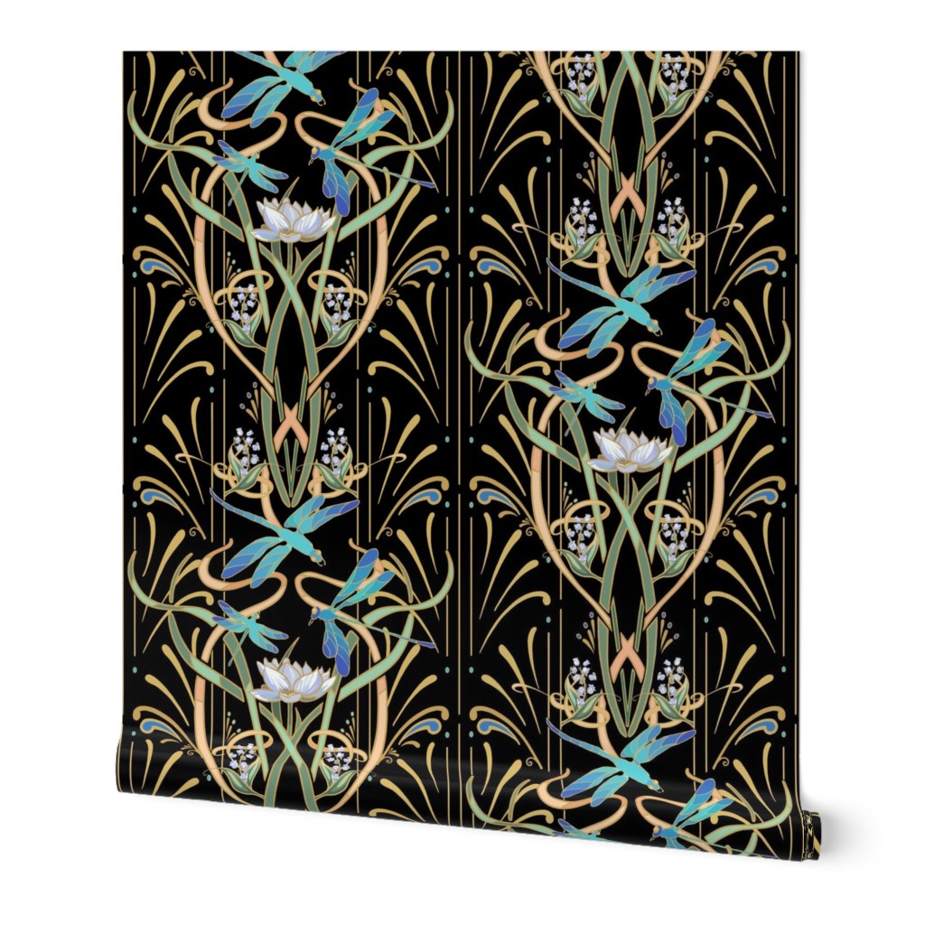 Art Nouveau Dragonflies Small | Black