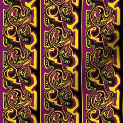 Fishy Abstract Stripes - Purple - Yellow - Olive