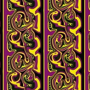 Fishy Abstract Stripes - Purple - Yellow - Olive
