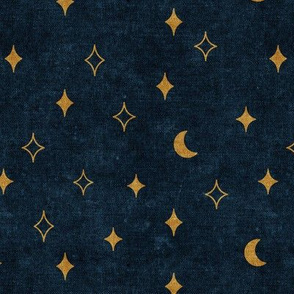moon and stars - gold on blue - LAD20