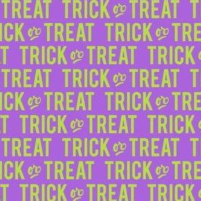 Trick or Treat - green on purple - halloween - LAD20