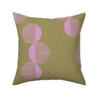 African Abstract Moon Jelly Fish - Pink on Khaki