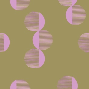 African Abstract Moon Jelly Fish - Pink on Khaki
