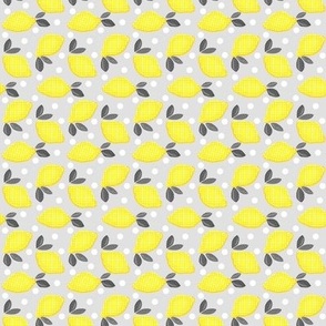 Tiny Gingham Lemon / Quilt Print / Small Print / Grey / Yellow 
