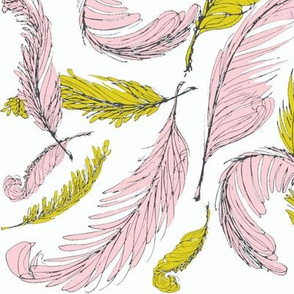 Pink & Mustard Feathers