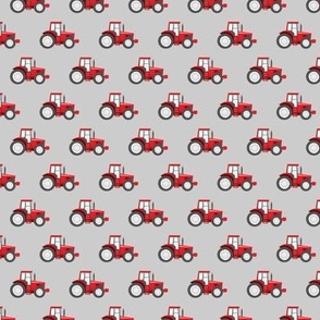 (small scale) red tractors on grey - farm themed fabric C20BS