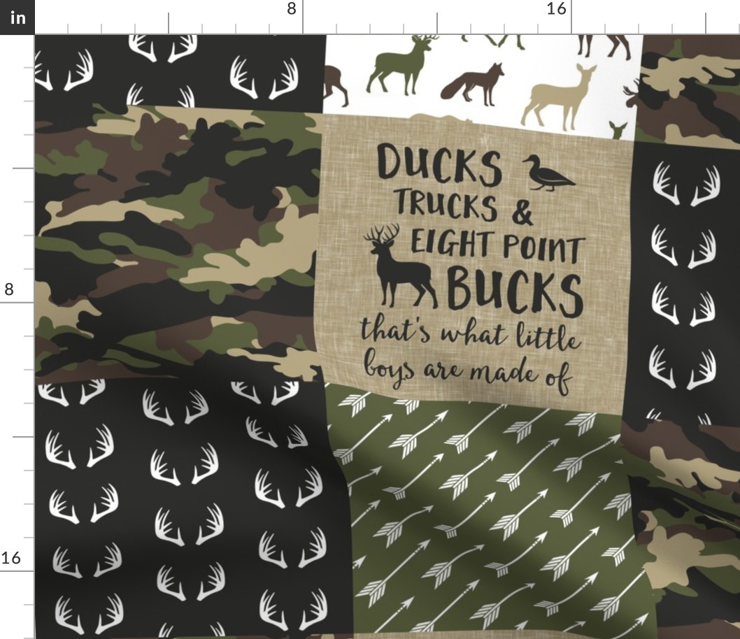 (large scale) Little Man - So deerly loved -Ducks, Trucks, and Eight Point bucks - patchwork - woodland wholecloth - camo C2 duck & buck C20BS