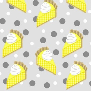 Lemon Ala Mod Pie  w/ White & Grey Polka-Dots  