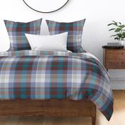 Tartan plaid, Brown, Teal and Gray, Large