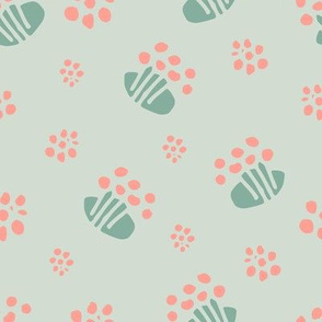 Pink and Green Geometric Design with Dots