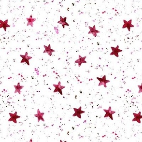 Moondust and stars - viva magenta watercolor night sky with splatters and stars for modern nursery baby p306-5 