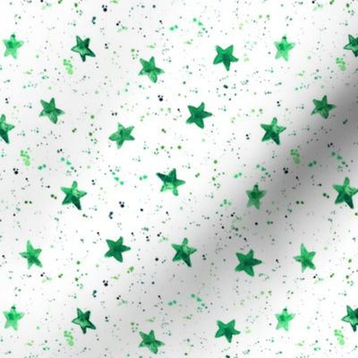 Shamrock green Moondust and stars - watercolor night sky with splatters and stars for modern nursery baby p306