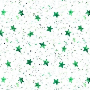 Shamrock green Moondust and stars - watercolor night sky with splatters and stars for modern nursery baby p306