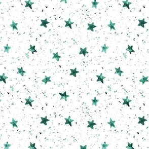Emerald Moondust and stars - watercolor night sky with splatters and stars for modern nursery baby p306-11