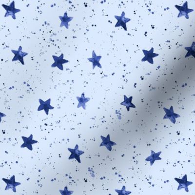 Moondust and stars - watercolor night sky with splatters and stars for modern nursery baby p306