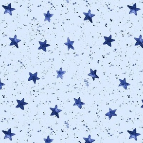 Moondust and stars - watercolor night sky with splatters and stars for modern nursery baby p306