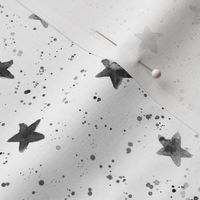 Silver grey Moondust and stars - watercolor night sky with splatters and stars for modern nursery baby 306