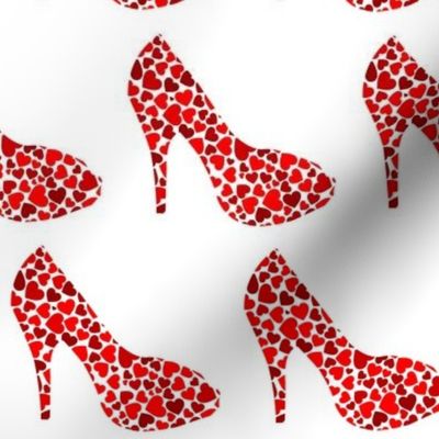 Red stiletto with miniature red hearts