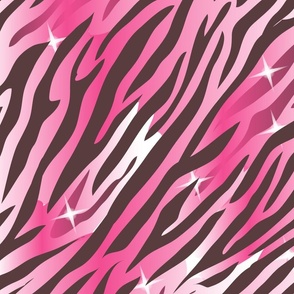 70s Groovy Zebra Tiger Print- Wild Disco- Pink- Large Scale
