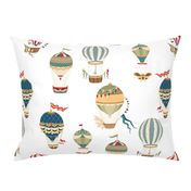 Vintage Hot Air Balloons on White