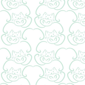 Mint green line art cats