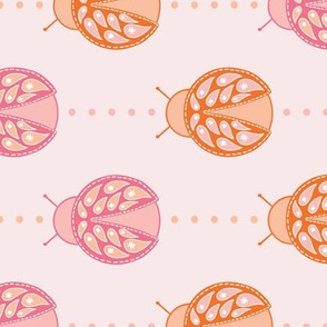 Paisley Ladybugs - pink orange