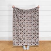 Small scale // Friendly Canadian Geometric Animals // brown taupe stripes faux texture background black and white orange brown and grey bear moose fox lynx beaver castor wolf raccoon bison