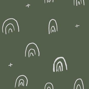 Simple Hand Drawn Sketch Dark Olive Green Rainbows