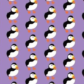 Purple puffin print