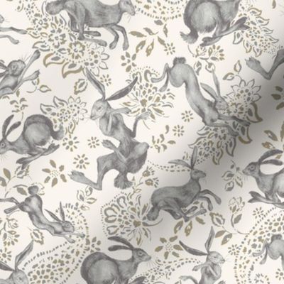 Rabbit Hare Paisley - light neutral colors - medium -