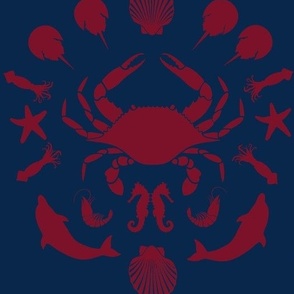 Nautical Toile -  Navy & Red