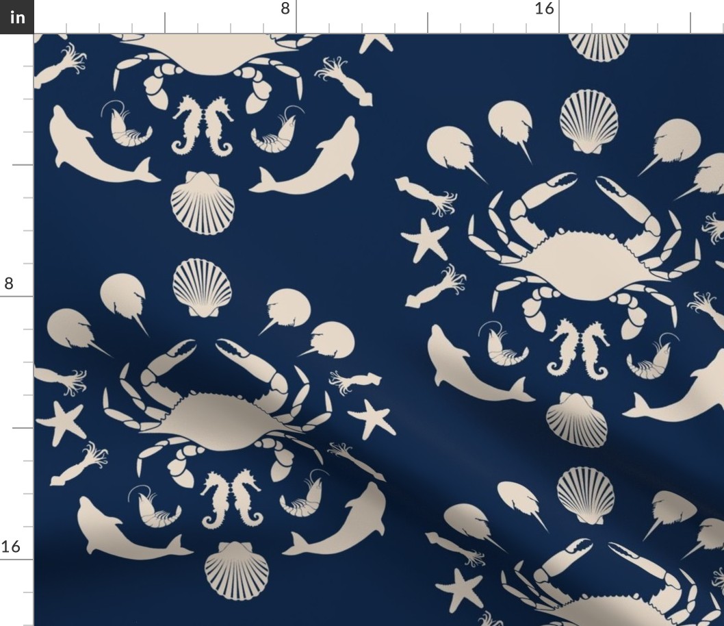 Nautical Toile  - Navy, Ivory