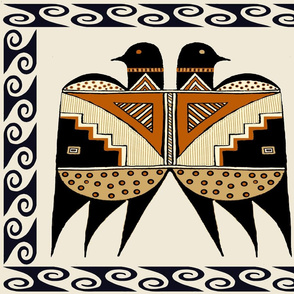 Mimbres Indian Tribal Twin Birds 21x18 - Design 10176780