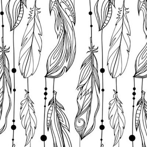 feathers with boho pattern