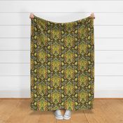 Retro Green, Yellow & Orange Paisley Pattern